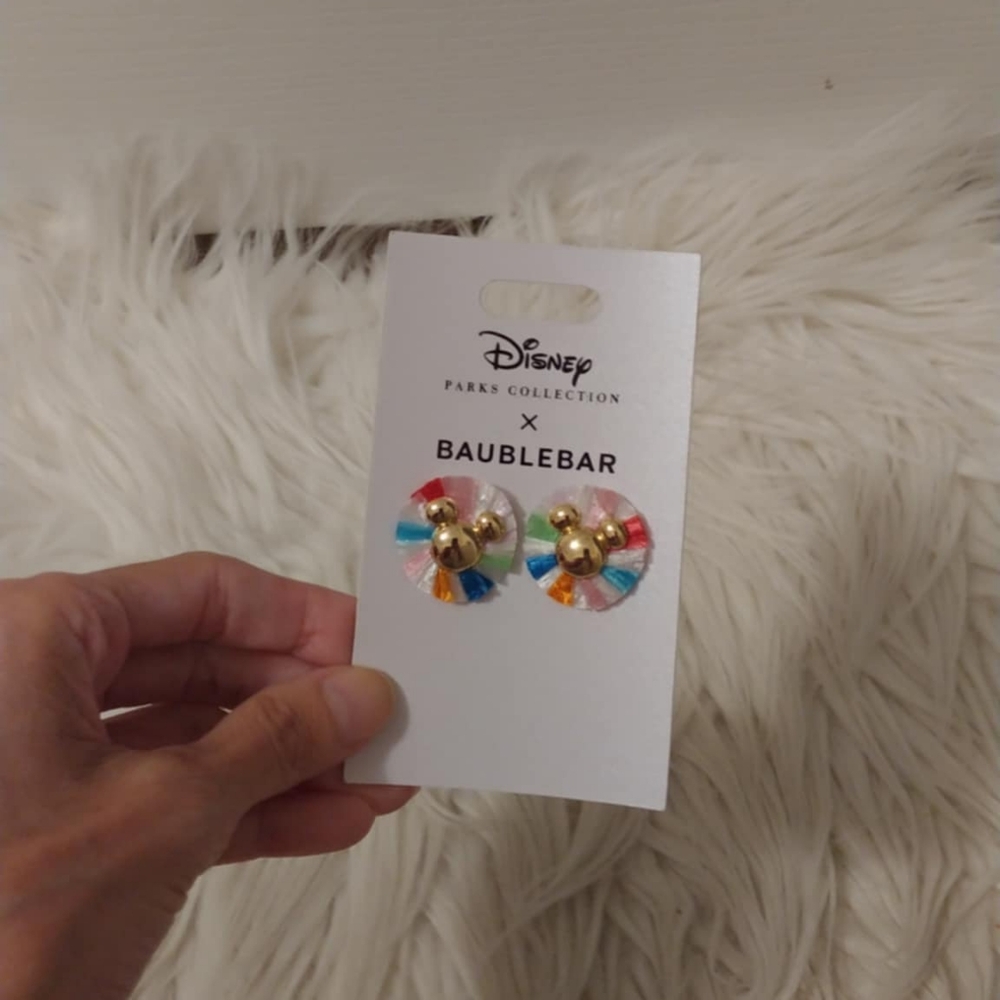 💖FIRM! NWT DISNEY PARKS COLLECTION X BAUBLEBAR MICKEY MOUSE ICON RAFFIA EARRING